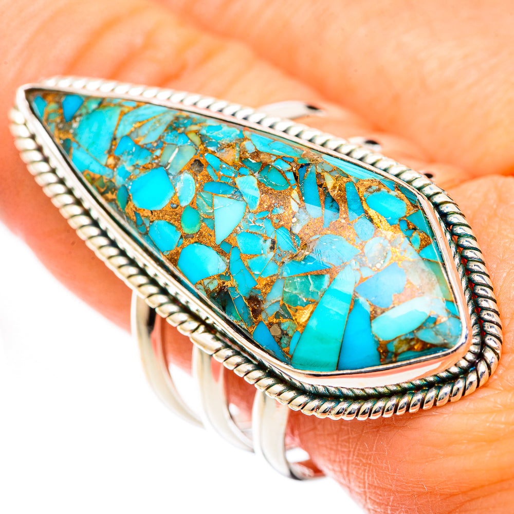 Blue Copper Composite Turquoise Rings handcrafted by Ana Silver Co - RING125377