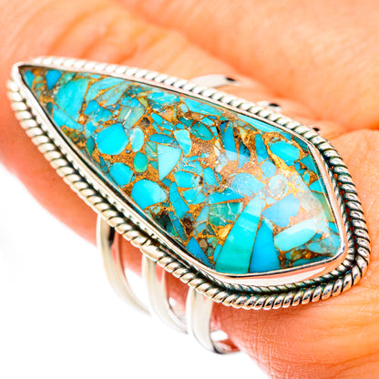 Blue Copper Composite Turquoise Rings handcrafted by Ana Silver Co - RING125377