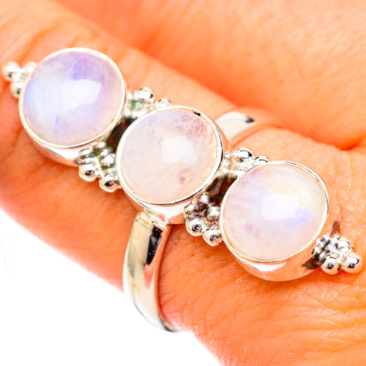 Rainbow Moonstone Rings handcrafted by Ana Silver Co - RING125383
