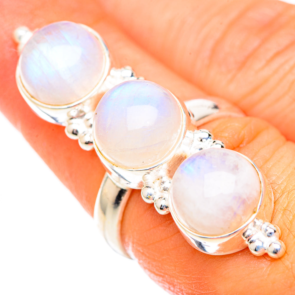 Rainbow Moonstone Rings handcrafted by Ana Silver Co - RING125384
