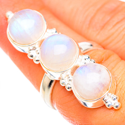 Rainbow Moonstone Rings handcrafted by Ana Silver Co - RING125384