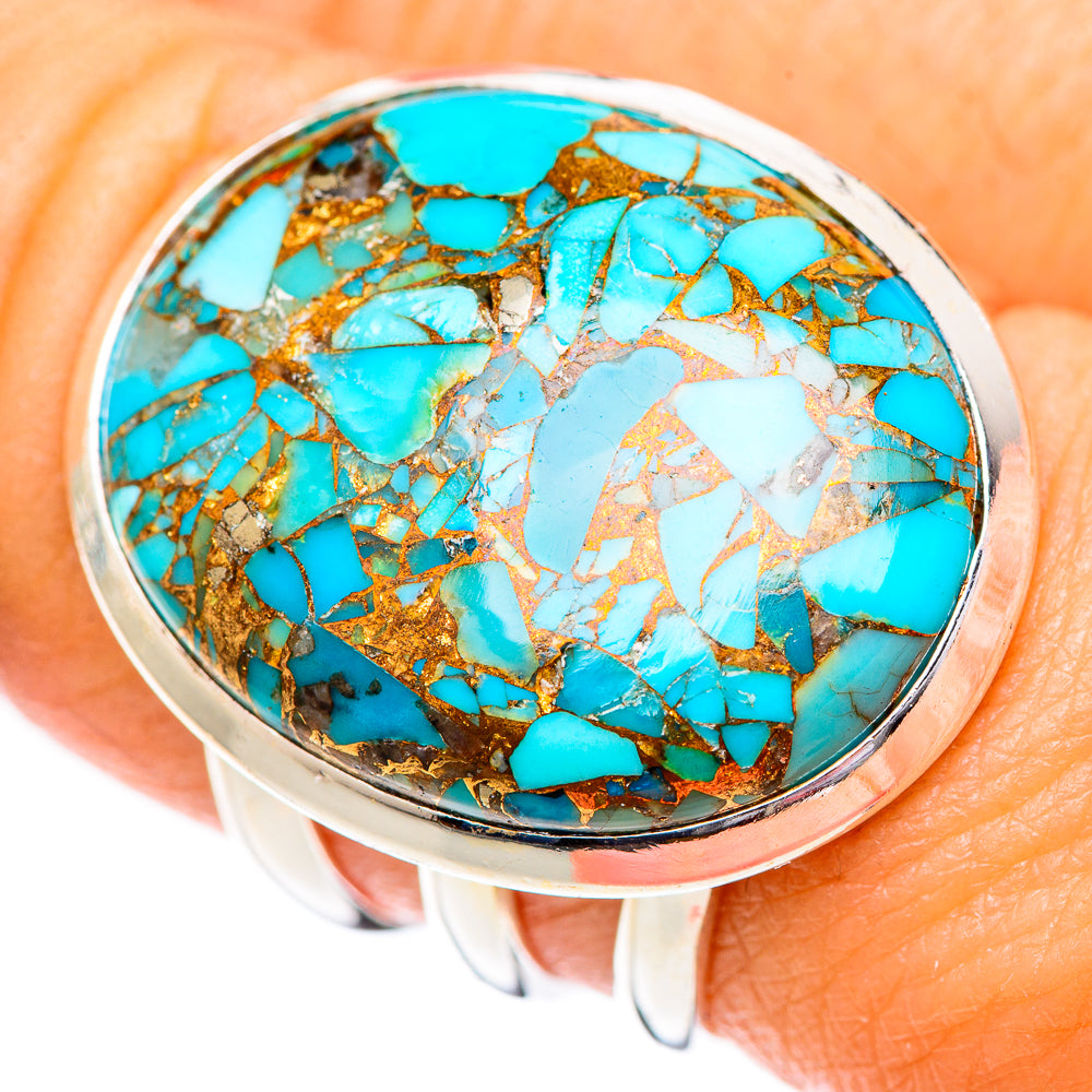 Blue Copper Composite Turquoise Rings handcrafted by Ana Silver Co - RING125393