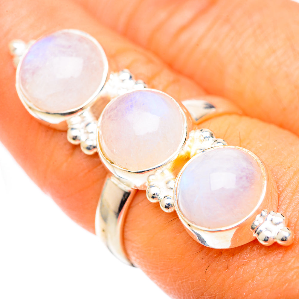 Rainbow Moonstone Rings handcrafted by Ana Silver Co - RING125396