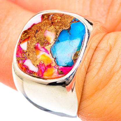 Kingman Pink Dahlia Turquoise Rings handcrafted by Ana Silver Co - RING125426
