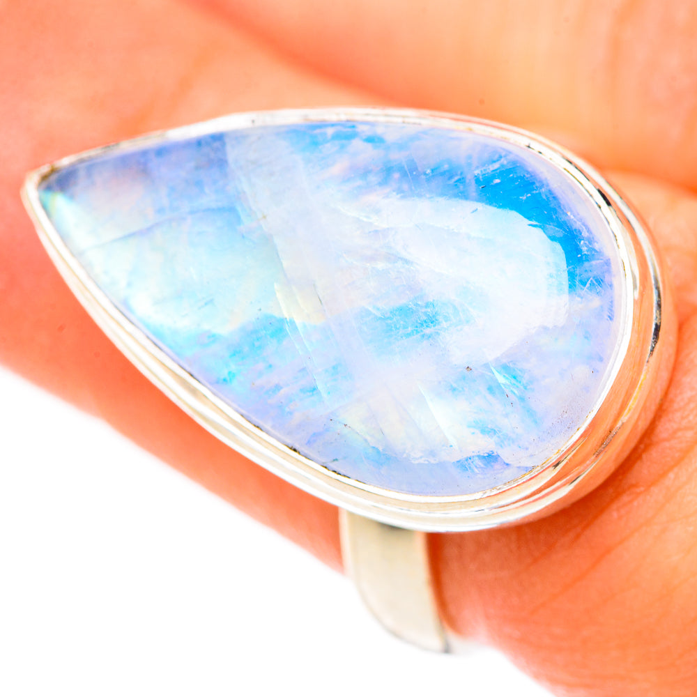 Rainbow Moonstone Rings handcrafted by Ana Silver Co - RING125442
