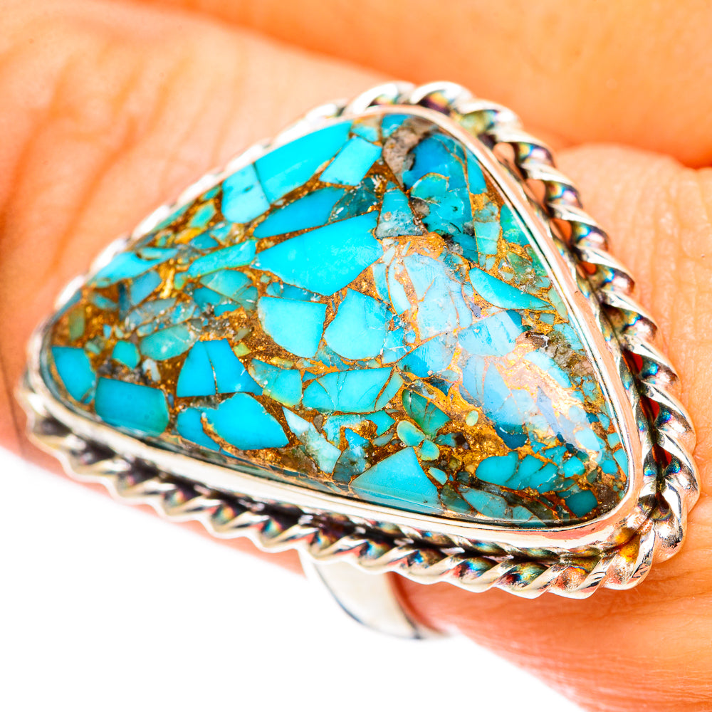Blue Copper Composite Turquoise Rings handcrafted by Ana Silver Co - RING125466