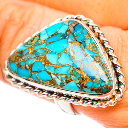 Blue Copper Composite Turquoise Rings handcrafted by Ana Silver Co - RING125466
