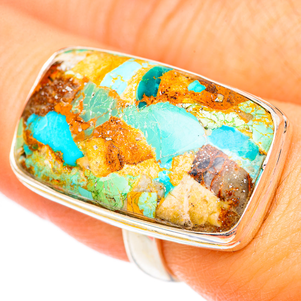 Blue Copper Composite Turquoise Rings handcrafted by Ana Silver Co - RING125469