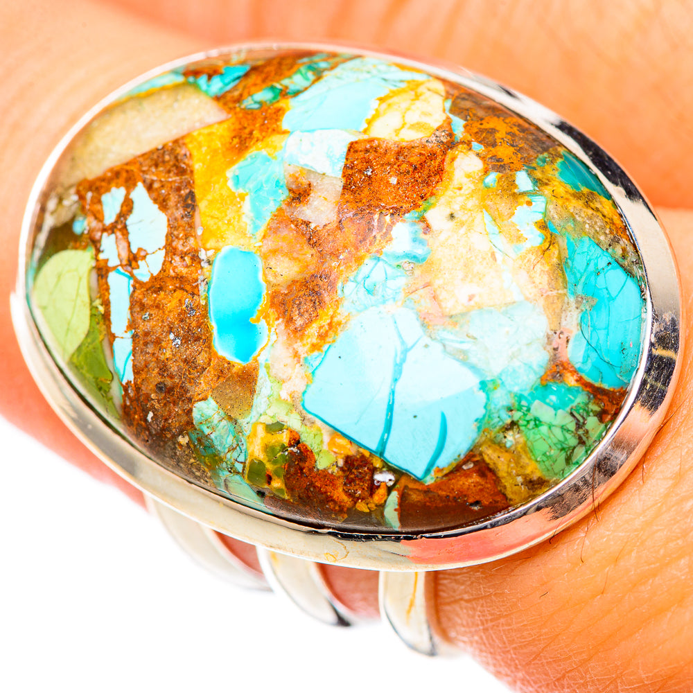 Blue Copper Composite Turquoise Rings handcrafted by Ana Silver Co - RING125472