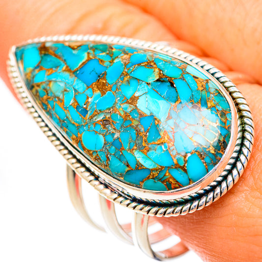 Blue Copper Composite Turquoise Rings handcrafted by Ana Silver Co - RING125476
