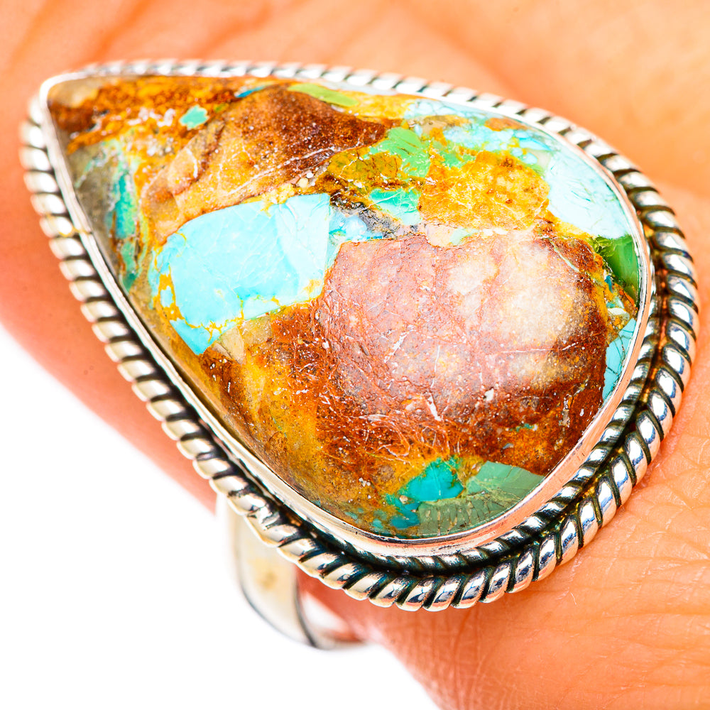 Blue Copper Composite Turquoise Rings handcrafted by Ana Silver Co - RING125477
