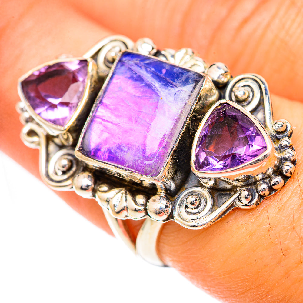 Rainbow Moonstone Rings handcrafted by Ana Silver Co - RING125479