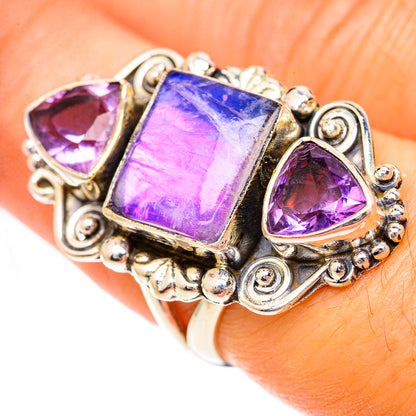 Rainbow Moonstone Rings handcrafted by Ana Silver Co - RING125479