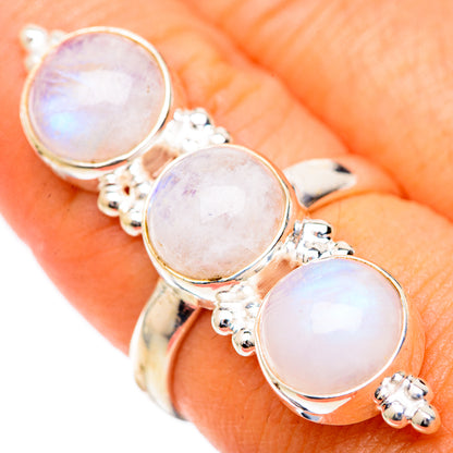 Rainbow Moonstone Rings handcrafted by Ana Silver Co - RING125484