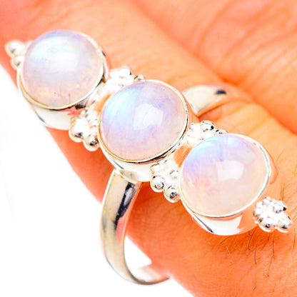 Rainbow Moonstone Rings handcrafted by Ana Silver Co - RING125485