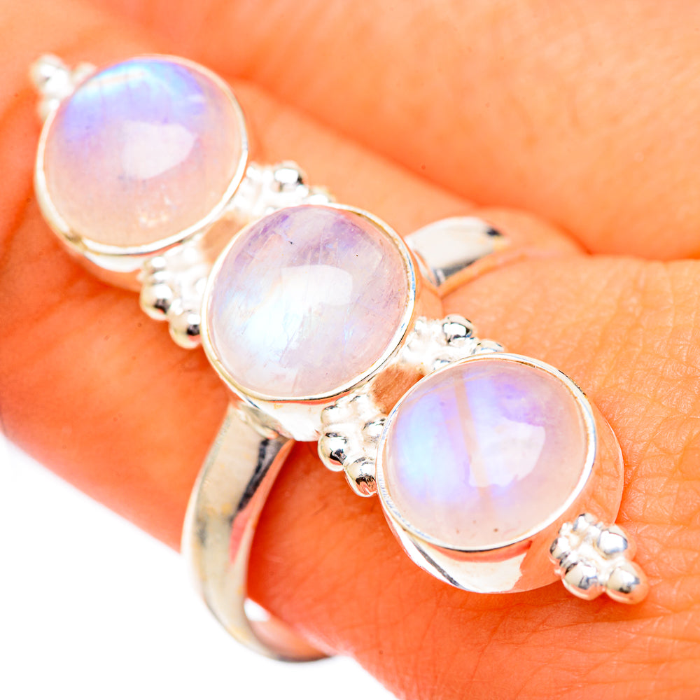 Rainbow Moonstone Rings handcrafted by Ana Silver Co - RING125492