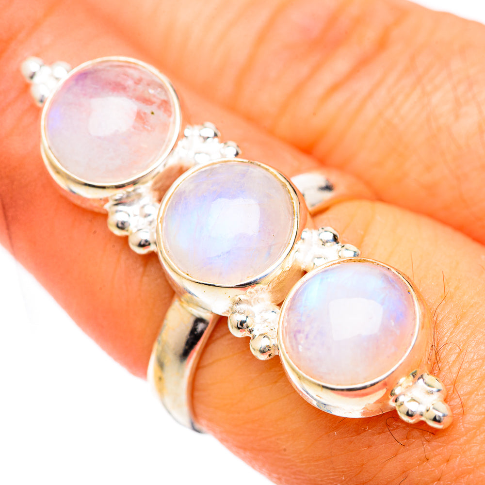 Rainbow Moonstone Rings handcrafted by Ana Silver Co - RING125493