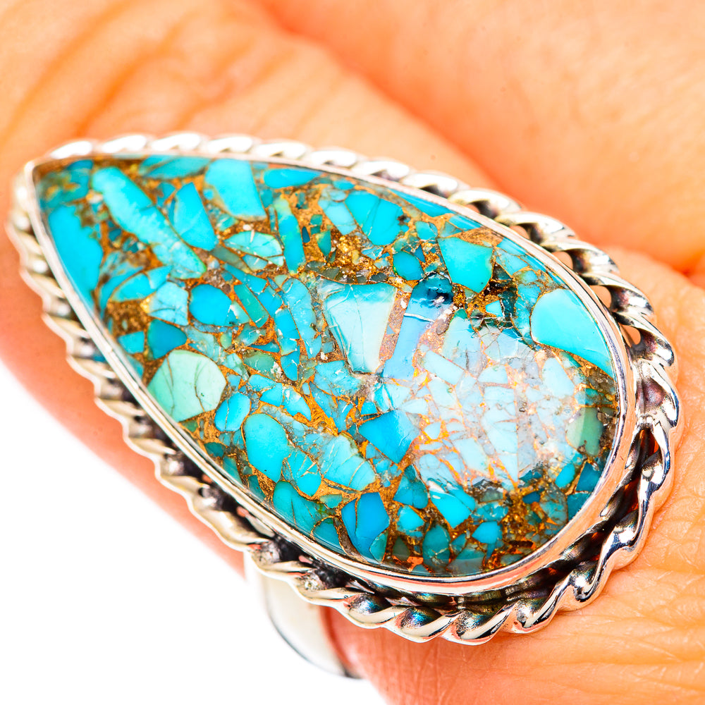 Blue Copper Composite Turquoise Rings handcrafted by Ana Silver Co - RING125496