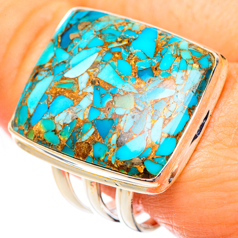 Blue Copper Composite Turquoise Rings handcrafted by Ana Silver Co - RING125500