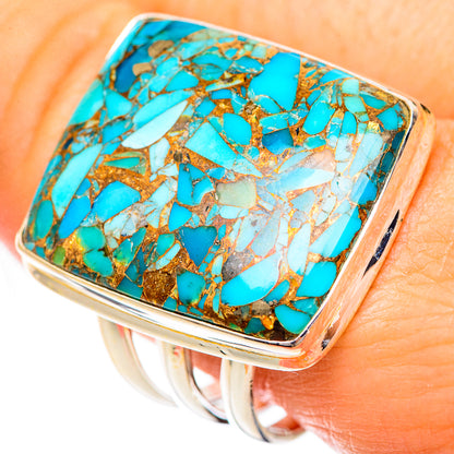Blue Copper Composite Turquoise Rings handcrafted by Ana Silver Co - RING125500