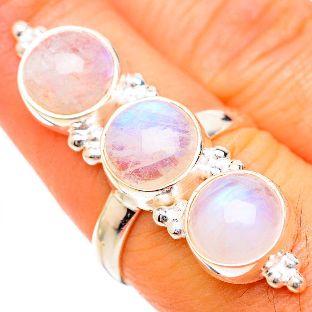 Rainbow Moonstone Rings handcrafted by Ana Silver Co - RING125507