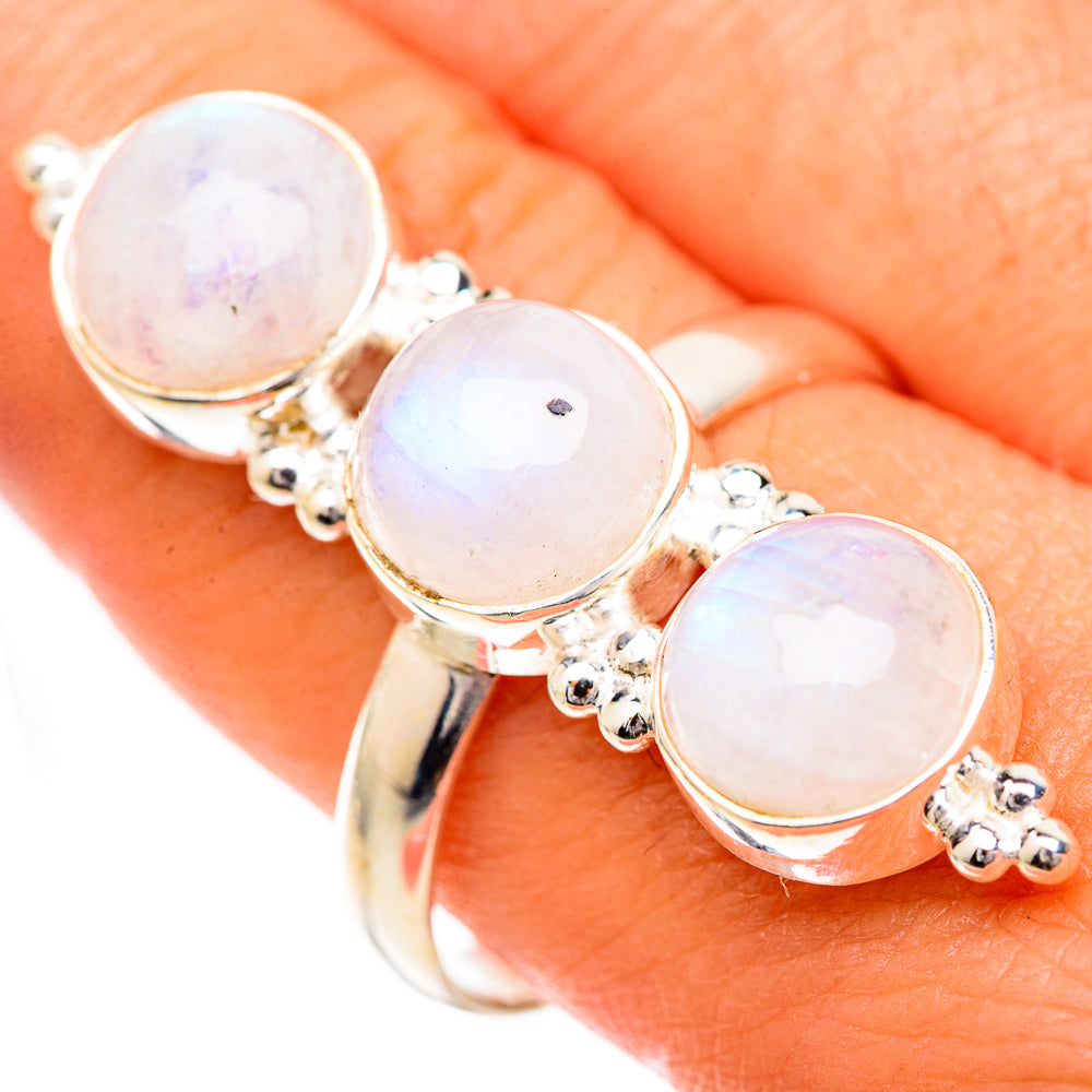 Rainbow Moonstone Rings handcrafted by Ana Silver Co - RING125508