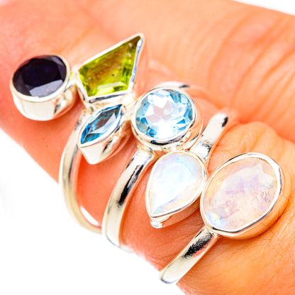 Rainbow Moonstone Rings handcrafted by Ana Silver Co - RING125510