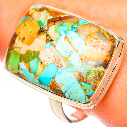 Blue Copper Composite Turquoise Rings handcrafted by Ana Silver Co - RING125513