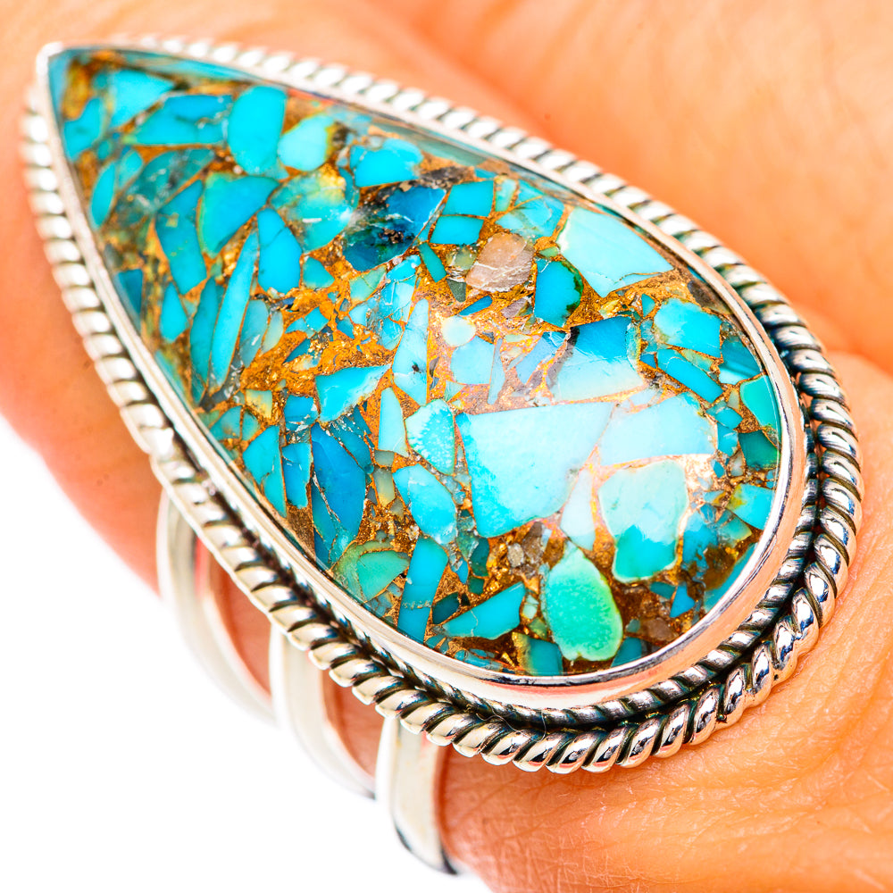 Blue Copper Composite Turquoise Rings handcrafted by Ana Silver Co - RING125515