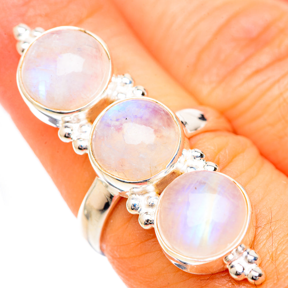 Rainbow Moonstone Rings handcrafted by Ana Silver Co - RING125517