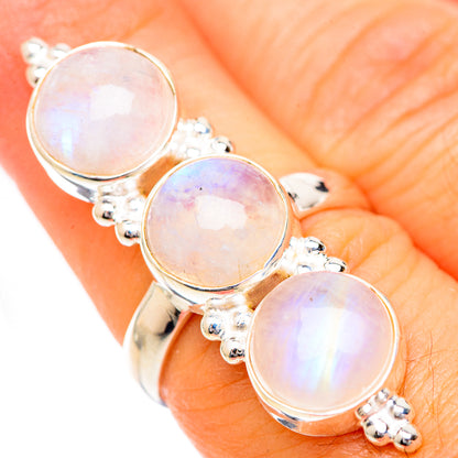 Rainbow Moonstone Rings handcrafted by Ana Silver Co - RING125517