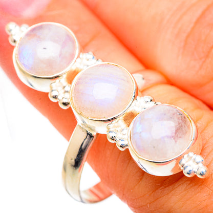 Rainbow Moonstone Rings handcrafted by Ana Silver Co - RING125518