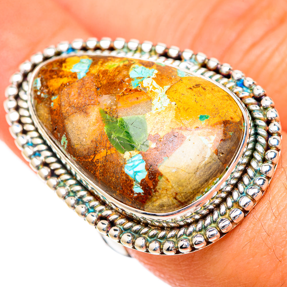 Blue Copper Composite Turquoise Rings handcrafted by Ana Silver Co - RING125524