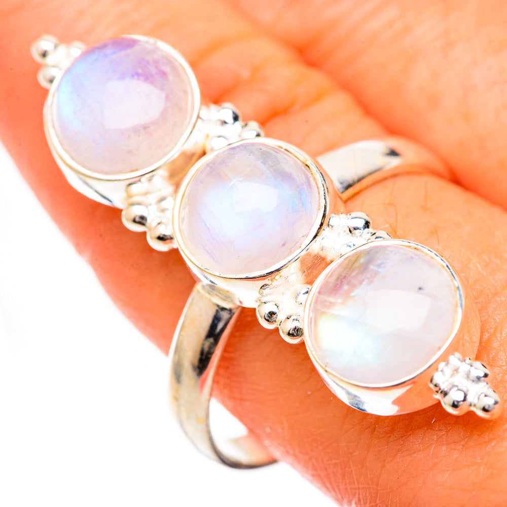 Rainbow Moonstone Rings handcrafted by Ana Silver Co - RING125529