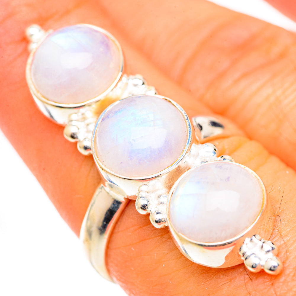 Rainbow Moonstone Rings handcrafted by Ana Silver Co - RING125530