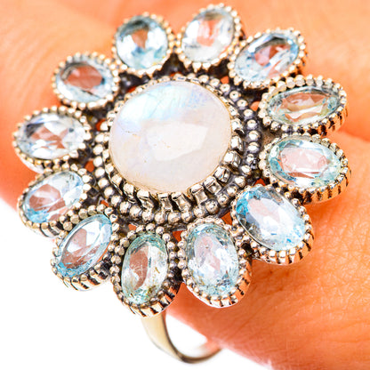 Rainbow Moonstone Rings handcrafted by Ana Silver Co - RING125535