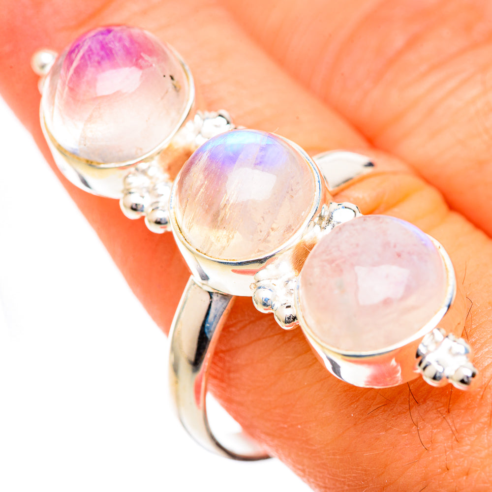 Rainbow Moonstone Rings handcrafted by Ana Silver Co - RING125540