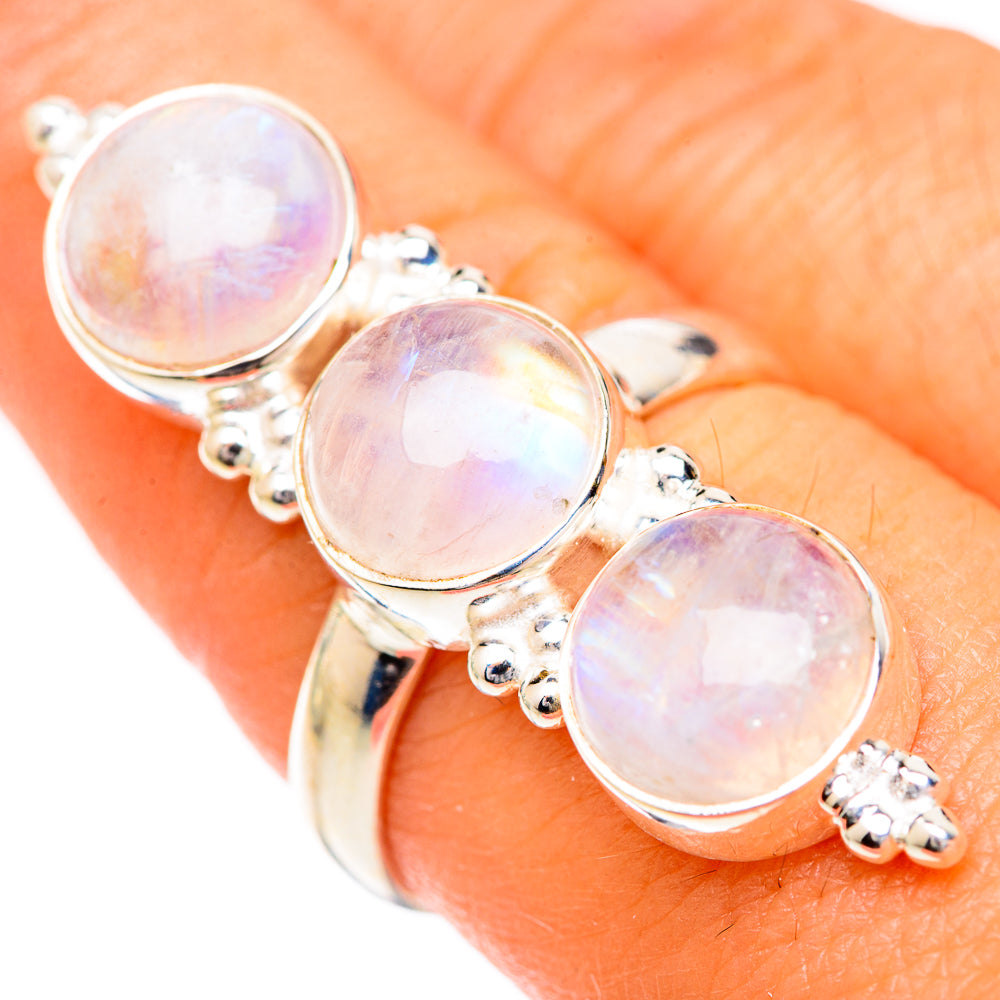 Rainbow Moonstone Rings handcrafted by Ana Silver Co - RING125541