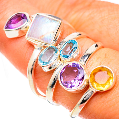 Rainbow Moonstone Rings handcrafted by Ana Silver Co - RING125542