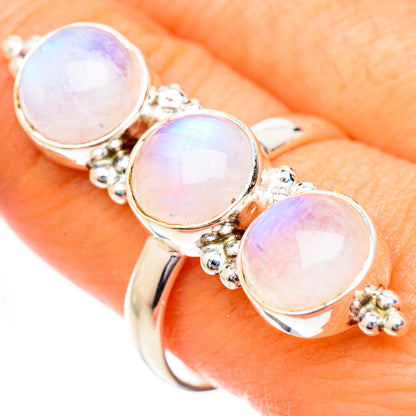Rainbow Moonstone Rings handcrafted by Ana Silver Co - RING125546