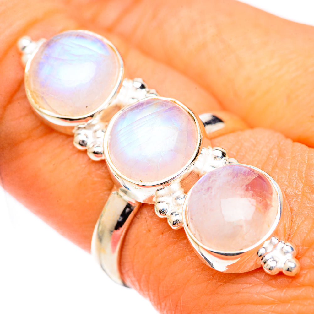 Rainbow Moonstone Rings handcrafted by Ana Silver Co - RING125547
