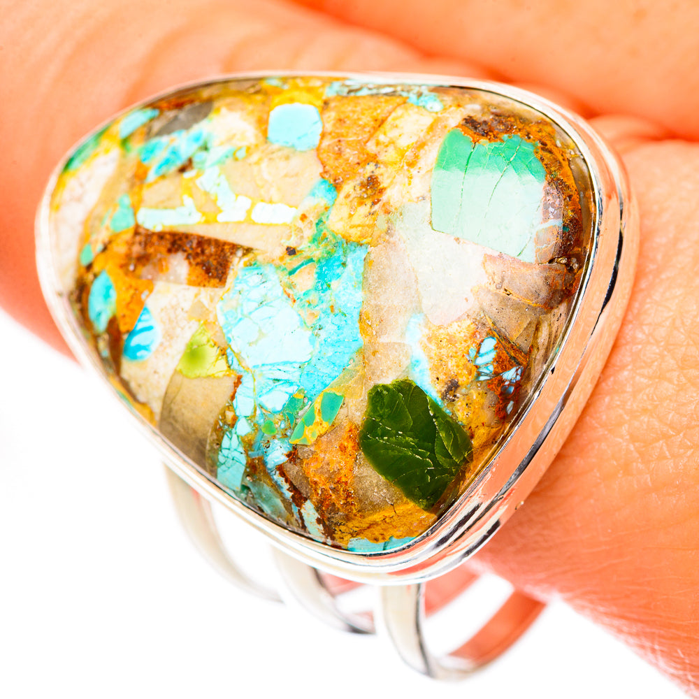 Blue Copper Composite Turquoise Rings handcrafted by Ana Silver Co - RING125548