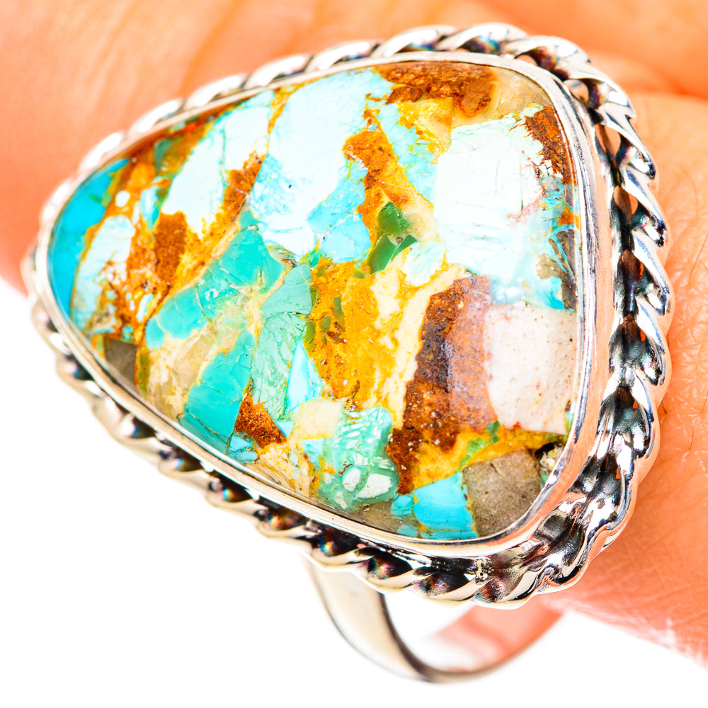 Blue Copper Composite Turquoise Rings handcrafted by Ana Silver Co - RING125550