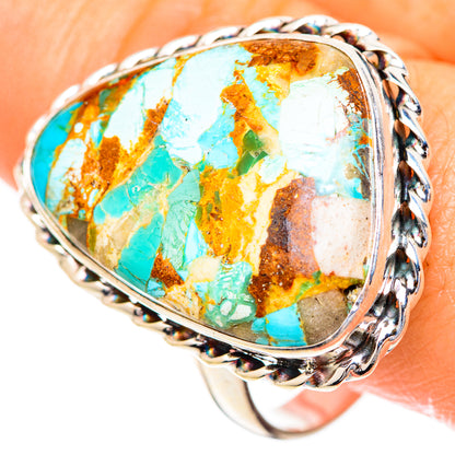 Blue Copper Composite Turquoise Rings handcrafted by Ana Silver Co - RING125550