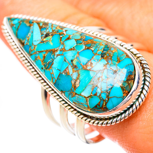 Blue Copper Composite Turquoise Rings handcrafted by Ana Silver Co - RING125551