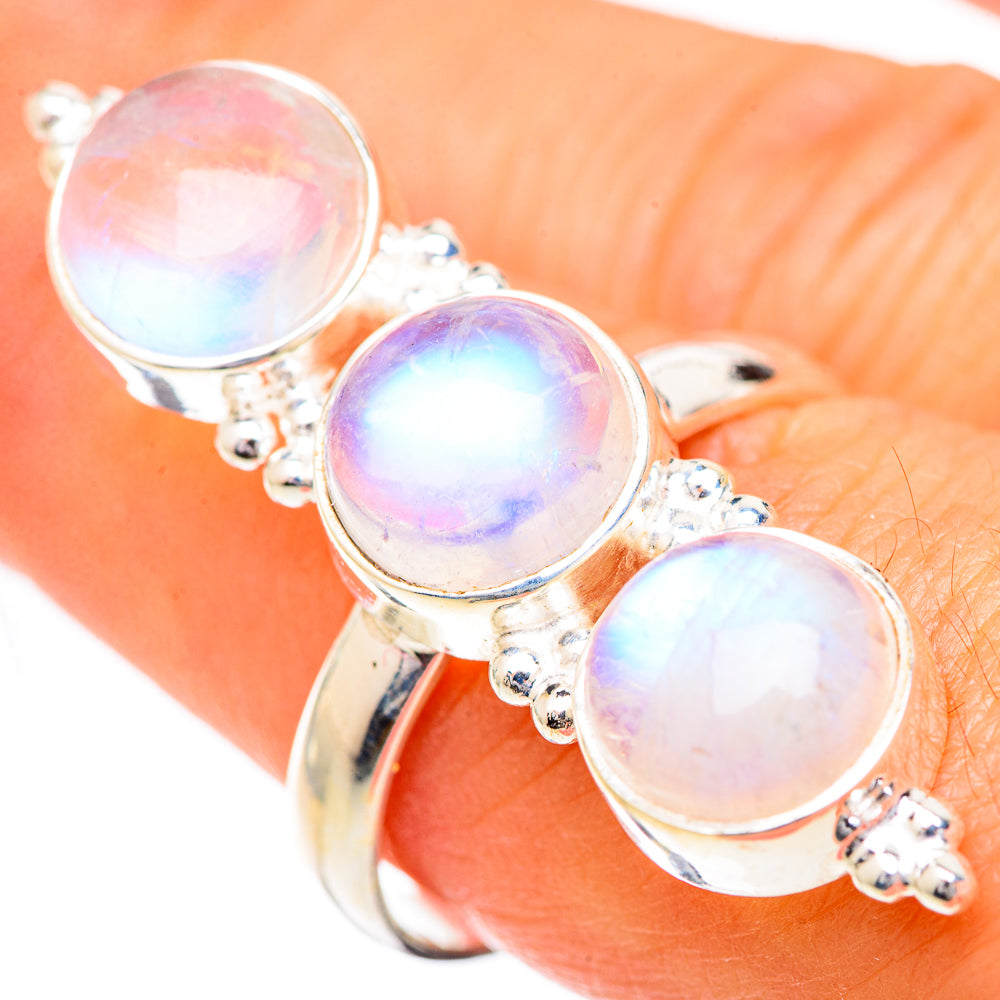 Rainbow Moonstone Rings handcrafted by Ana Silver Co - RING125556