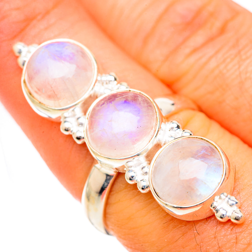 Rainbow Moonstone Rings handcrafted by Ana Silver Co - RING125557