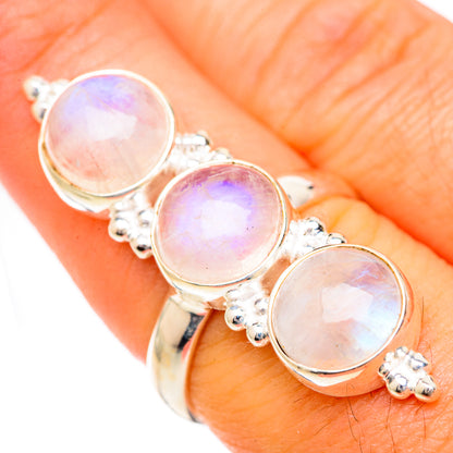 Rainbow Moonstone Rings handcrafted by Ana Silver Co - RING125557