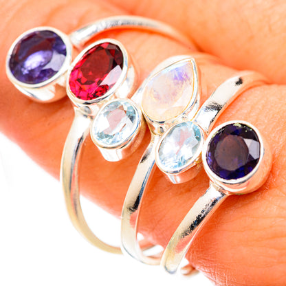 Rainbow Moonstone Rings handcrafted by Ana Silver Co - RING125559