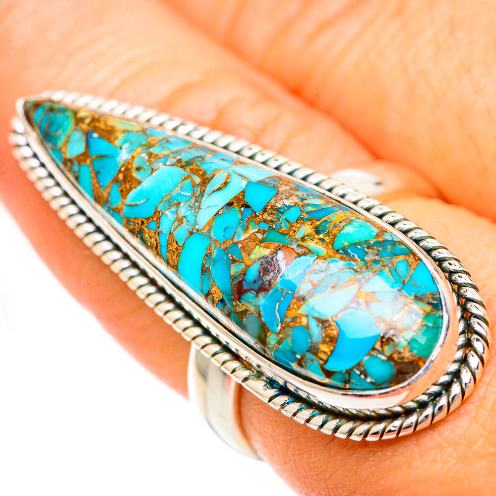 Blue Copper Composite Turquoise Rings handcrafted by Ana Silver Co - RING125562